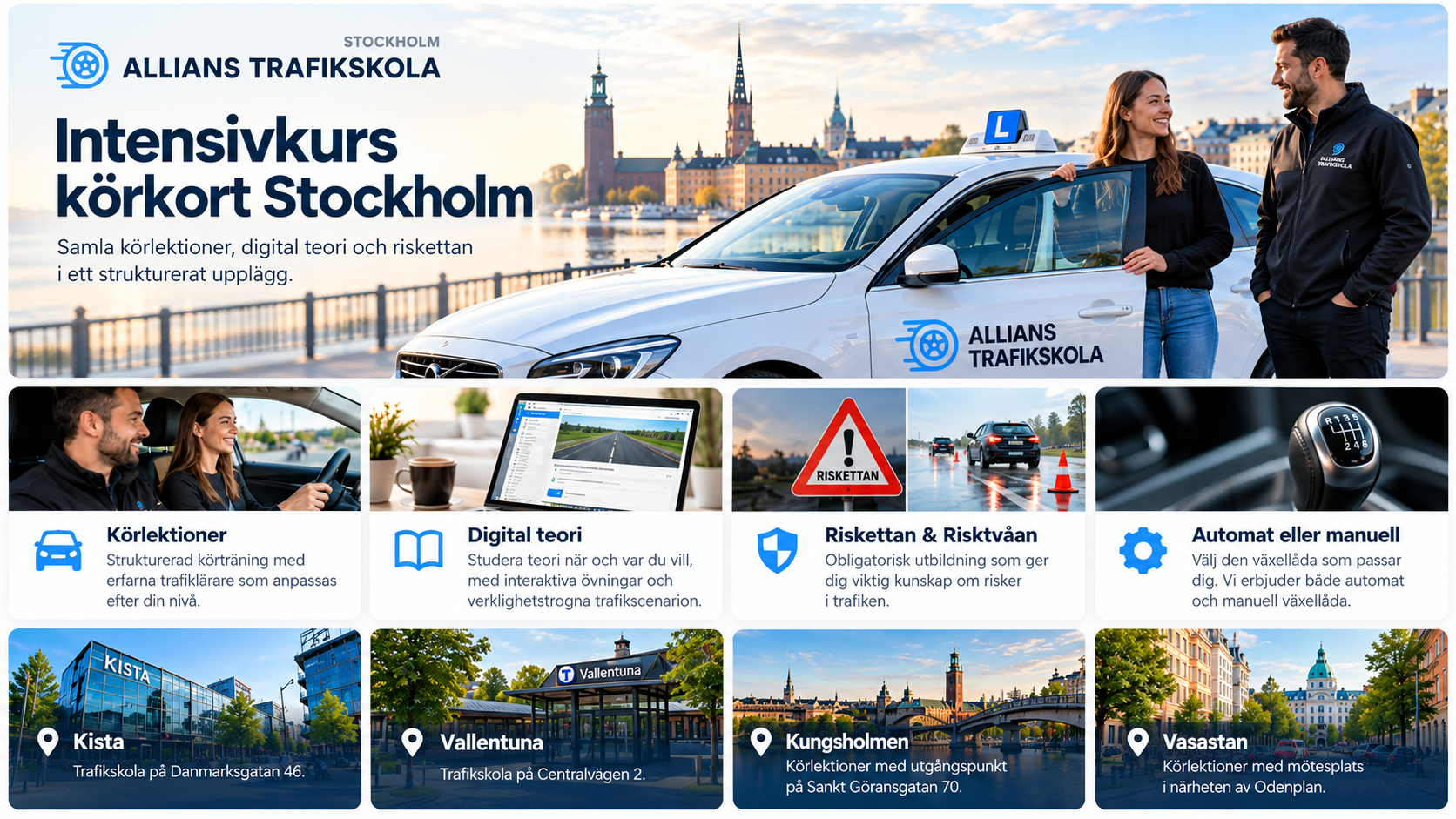 Elev under intensivkurs hos Allians Trafikskola i Stockholm